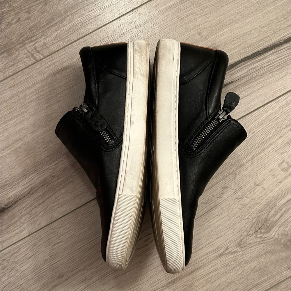 Gentle Souls Lowe Black Leather Slip On, Zip Up Sneakers - Picture 4 of 13